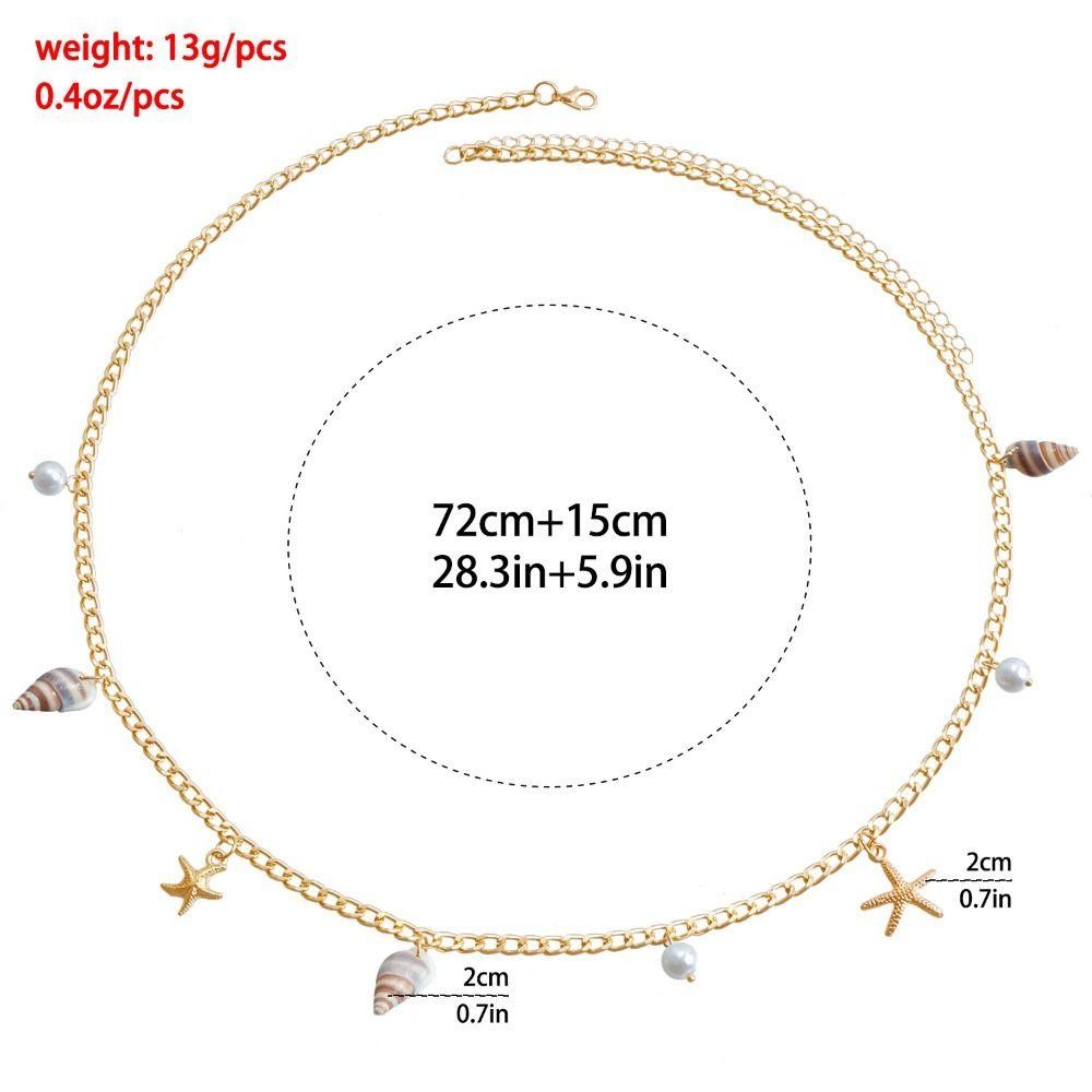 RTJIFSS Dây Xích Eo, Bohemian Sao Biển Vỏ Mặt Dây Chuyền Cơ Thể, Hợp Kim Thời Trang Giả Đi Biển Bikini Vỏ Eo Liên Kết Cho Nữ