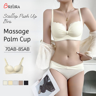 『 Brelira 』 Cốc cầm tay Áo ngực không dây mềm mại dành cho nữ Bọt biển dày Push Up Bra AB Cup Đồ lót hở ngực Quần lót thoáng khí