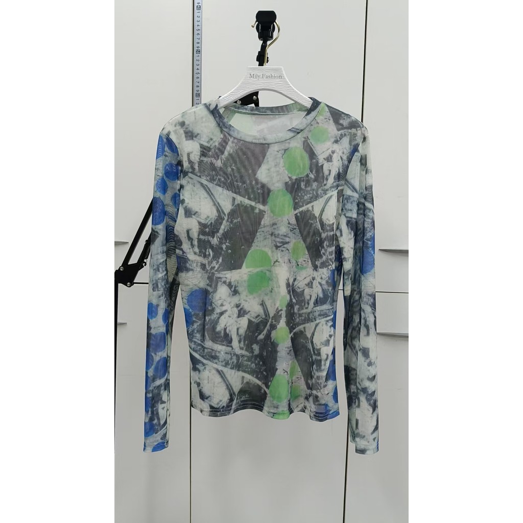 Milyfashion Tie-Dye Đế gạc in hình Slim-fit Dài tay T Summer Thin Sunscreen See @ -