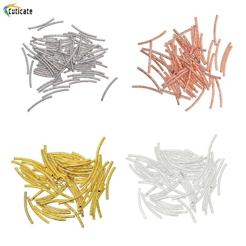 Cuticate 50 Mảnh Khắc Đường Cong Miếng Đệm Ống Rời Mì Hạt DIY Trang Sức Làm Phụ Kiện Cho Vòng Cổ Vòng Tay 25x2mm