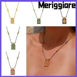 Vòng cổ mặt dây chuyền thẻ Tarot MERIGGIARE, Chuỗi xương đòn màu tối giản trái tim, Thiết kế đơn giản Dainty Nhiều màu sắc Chủ đề tình yêu Trang trí cổ Vòng cổ mạ vàng dành cho nữ