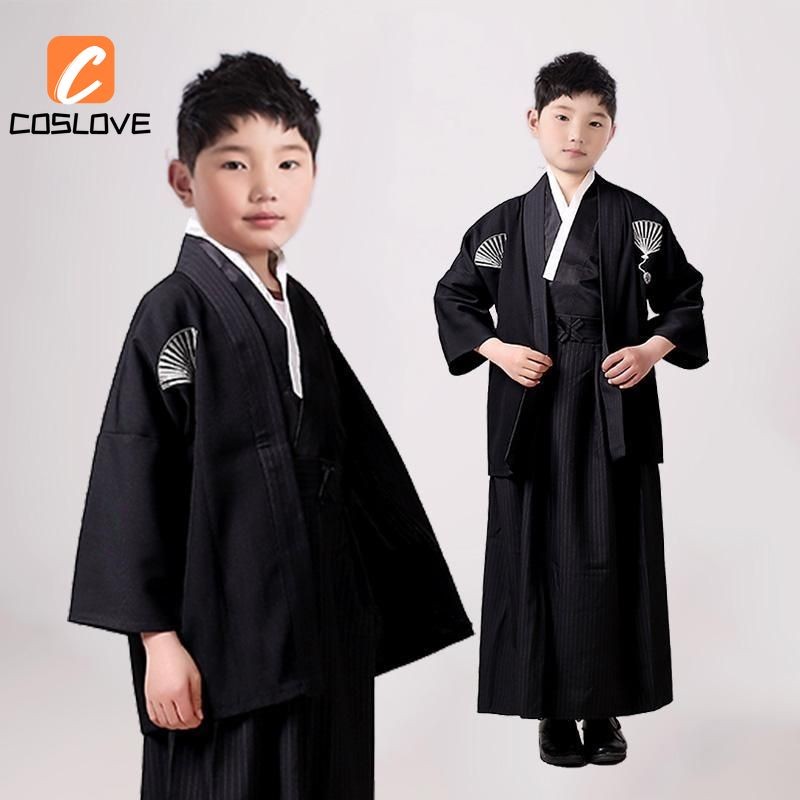 Nhật Bản Kimono Cosplay Quần Áo Trọn Bộ Trang Phục Trang Phục Cho Trẻ Em Bé Trai Samurai Hàng Ngày Áo Cosplay Kimono Đảng Trang Phục