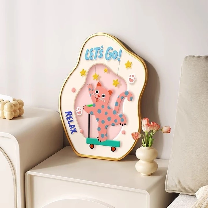 20x25cm Hoạt Hình Dễ Thương Nghệ Thuật Tranh Trang Trí Dopamine Wave Point Mèo Để Bàn Trang Trí Đồ Trang Trí Phòng Khách Phòng Trẻ Em Phòng Ngủ Tủ Tivi Phòng Khách Bàn Đầu Giường Tranh Trang Trí