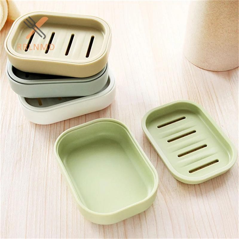 RRLNMD Đĩa Xà Phòng Vuông Hai Lớp Có Nắp Nhựa Thoát Nước Hộp Xà Phòng Hộ Gia Đình Phòng Tắm Du Lịch Đơn Giản Di Động Sáng Tạo Hộp Bảo Quản MỚI