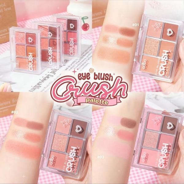 Phấn Mắt Kèm Má Hồng ODBO ODS04  5 Ô Eye Blush Crush Palette Mịn Lì Lâu Trôi Màu Chuẩn Nội Địa Thái Lan 6g