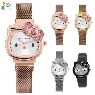 Đồng hồ đeo tay thông thường Hello Kitty Đồng hồ đeo tay Analog mặt số dễ đọc có khóa kính lúp để sắp xếp thời gian và lịch trình