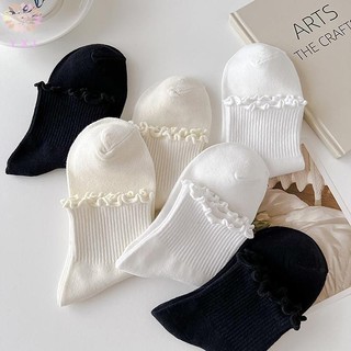 Y.X.I Cotton Xù Vớ Mắt Cá Chân Nữ INS Mùa Hè Dễ Thương Hàn Quốc Tất Bé Gái Mùa Xuân Đen Trắng Giữa Ống Nhật Bản Sox Mới