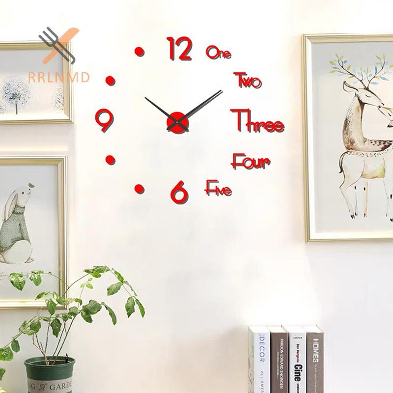 RRLNMD 3D Dạ Quang Đồng Hồ Treo Tường Không Khung Acrylic DIY Đồng Hồ Kỹ Thuật Số Dán Tường Tắt Tiếng Đồng Hồ Cho Phòng Khách Phòng Ngủ Văn Phòng Trang Trí Tường MỚI