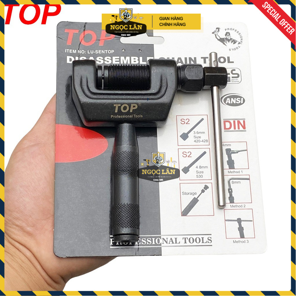 [Chính hãng TOP] Cảo mắt sên TOP, Vam tháo đột xích xe máy 3.6mm 4.8mm  thép đúc nguyên khối cao cấp