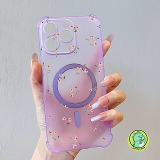 Ốp Điện Thoại Sương Đá Từ Tính Cho Vivo V50 Lite V50E V40 V30 V29 V27 V27E V25 V23 V21 Pro Lite 5G 4G Matte Cover Dễ Thương Ins Style Flower Soft AirBag Vỏ Chống Rơi