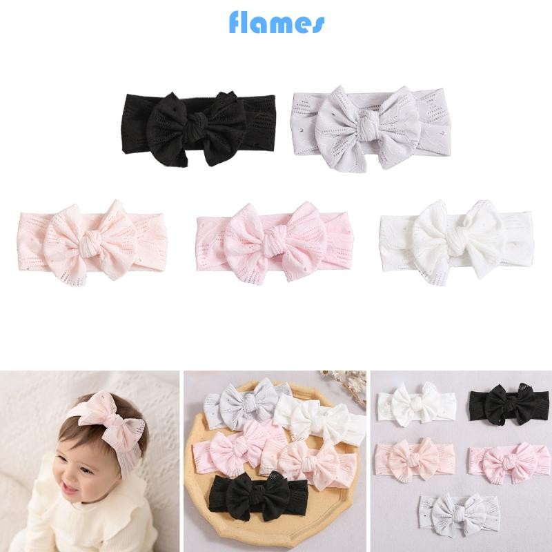 FL Màu Trơn Nơ Đầu Trẻ Em Băng Đô Quấn Tóc Rộng Mùa Xuân Turban Ren Tóc Nơ
