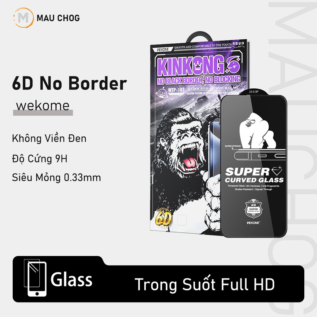 Kính Cường Lực Trong Suốt WK  Không Viền Đen Cho Điện Thoại iPhone 17 Pro Max 16 15 14