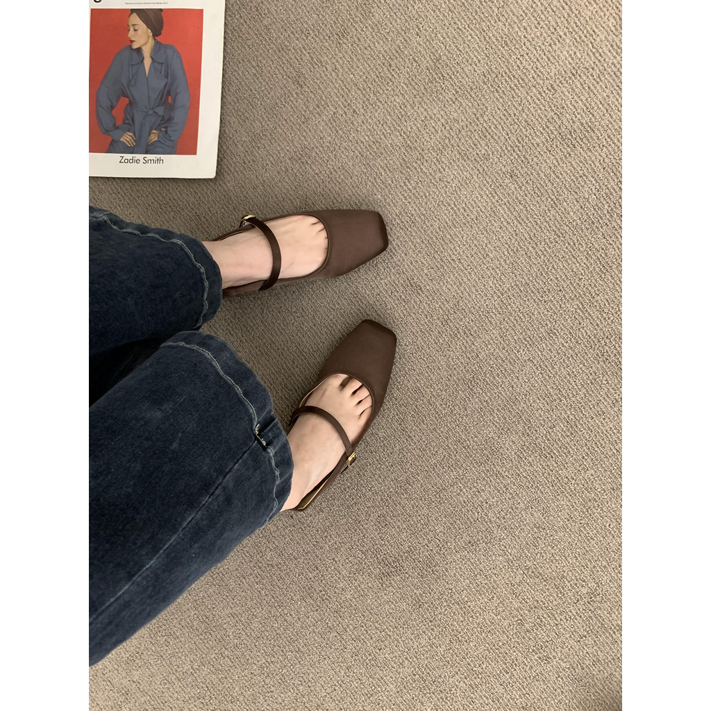 Giày Nữ Size Lớn (32-44) Size Nhỏ 32 33 34 Phong Cách Dạ Hội Pháp Có Khóa Váy Mary Jane Giày Da Nhỏ Nữ Mùa Thu Satin Giày Ba Lê JUNE9