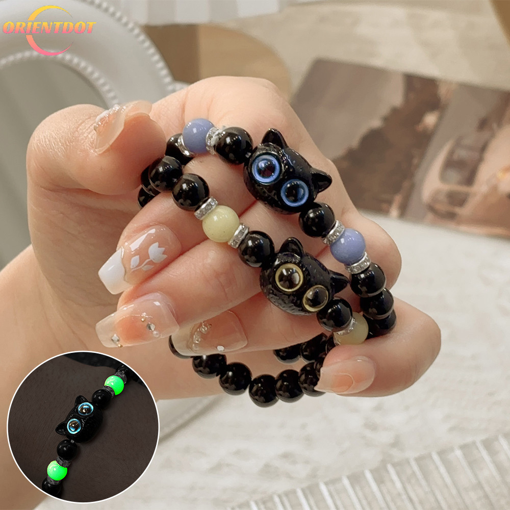 Thời Trang Phát Sáng Trong Bóng Tối Mèo Đính Hạt Tay Dệt Vòng Tay - Đáng Yêu Mèo Con Quyến Rũ Cặp Đôi Bạn Bè Lắc Tay Trang Sức