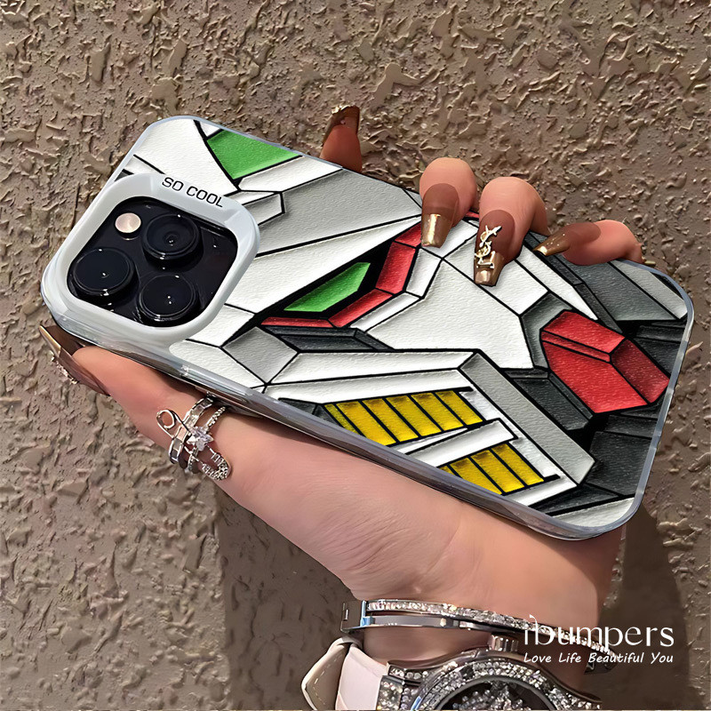 ibumpers Ốp Điện Thoại iPhone Cool Gundam Mecha Họa Tiết Cho IPhone 16 15 14 12 13 11 Pro Max IP 7 8 Plus X XS XR Ốp Lưng IMD Cứng Và Nhẵn