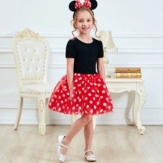 Chủ Đề Disney Minnie Chuột Mickey Trẻ Em Chấm Bi Ngắn Tay Đầm Công Chúa Bé Gái Váy Biểu Diễn Trang Phục 2997-5328cm Kích Thước