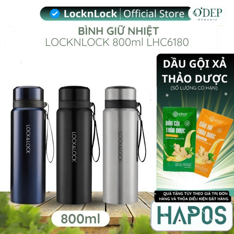 Bình giữ nhiệt LocknLock 800ml Chính hãng, có lõi lọc trà, nắp kín, dây ...