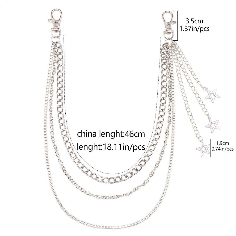 Dây chuyền và thắt lưng đa dạng: Túi rue Woodnest, thắt lưng ngôi sao Gothic, phù hợp với quần jeans phong cách Harajuku Hip Hop