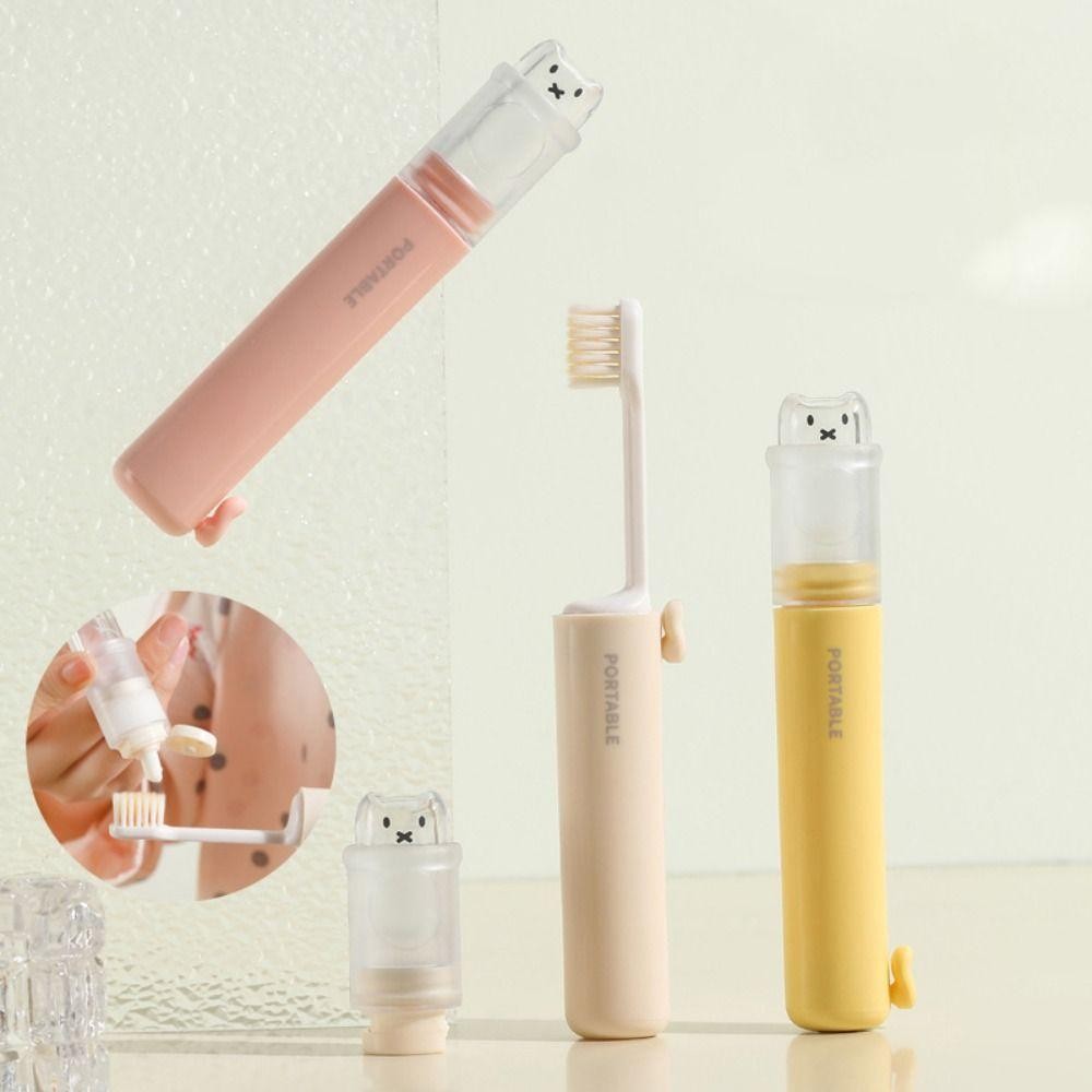 Hộp đựng kem đánh răng BAMBOOB, Bàn chải đánh răng du lịch Mini 2 trong 1, Bộ bàn chải đánh răng có thể gập lại di động sáng tạo dành cho du lịch cắm trại ngoài trời
