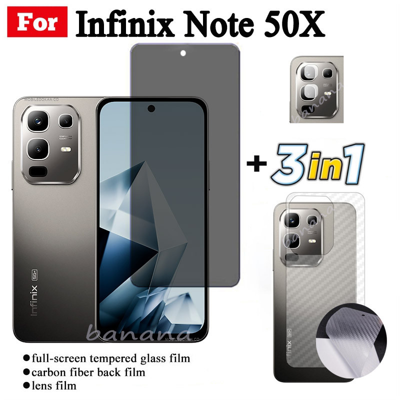 Dành cho Infinix Note 50X Kính cường lực chống ánh sáng xanh Infinix Note 50 Pro + Kính cường lực chống gián điệp Bảo vệ màn hình + Phim ống kính máy ảnh + Phim mặt sau