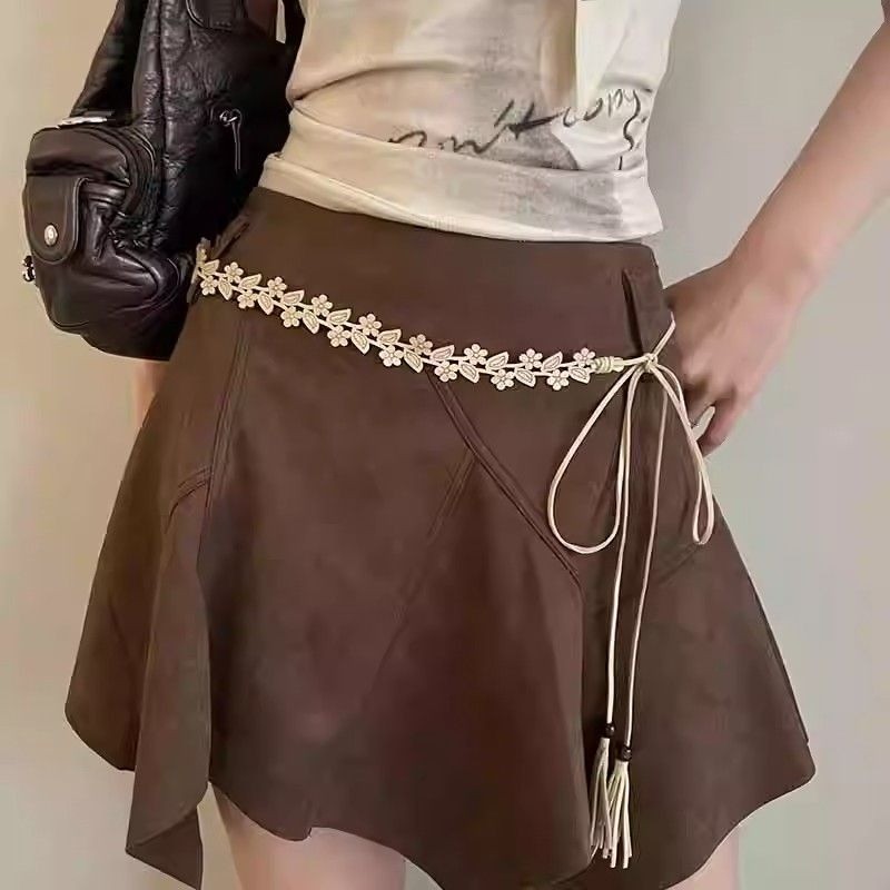 Thắt lưng Bohemian màu nâu Phong cách mới Dây thắt lưng dệt