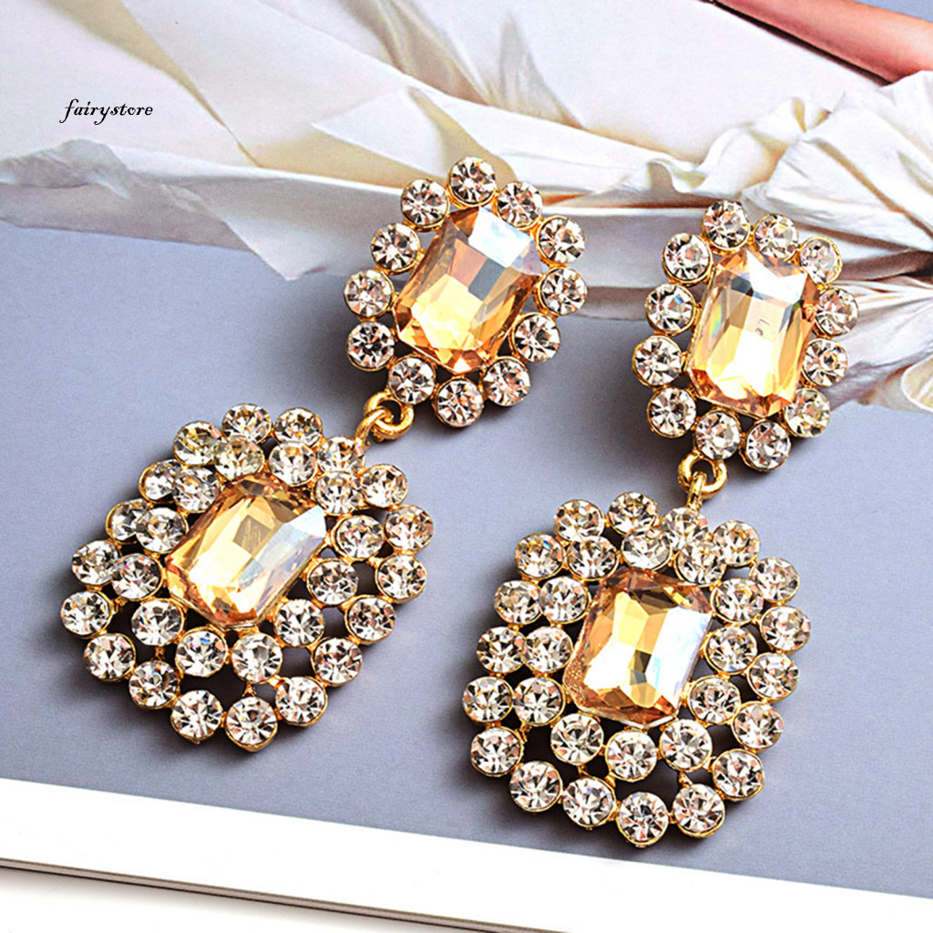 Fairystore| Bông tai thả dài dành cho nữ cho đám cưới Bông tai Dangle chống gỉ không phai màu