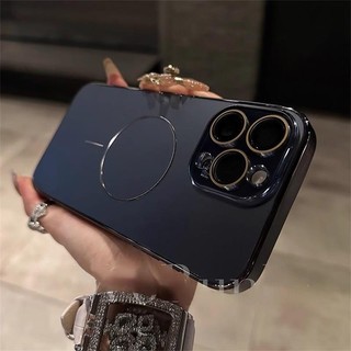 Ốp điện thoại di động hút từ tính mạ điện sang trọng cho iPhone16 15 14 13 12 11 Pro Max bảo vệ camera chống sốc chống rơi mặt sau cứng