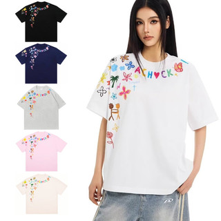 ESEA Áo thun mới tay ngắn thời trang phong cách hip-hop kiểu Mỹ dáng rộng giản dị hợp thời trang thương hiệu phong cách trung tính