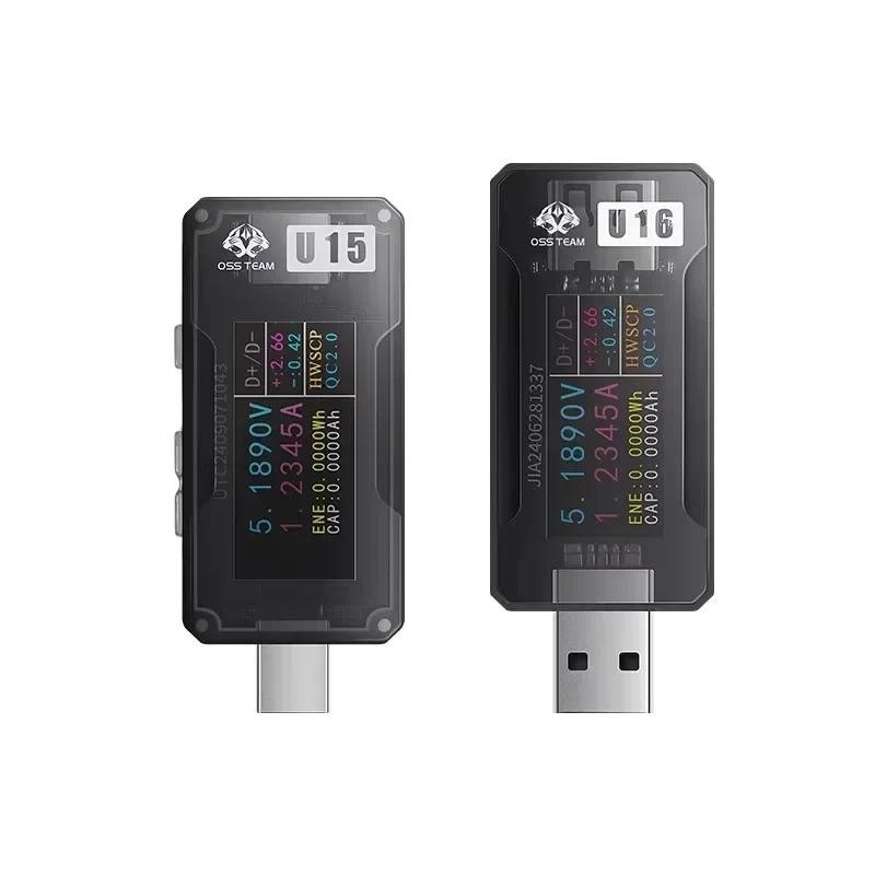 Máy kiểm tra sạc nhanh OSS U15 U16 12A 600W Type-C & USB-A Đồng hồ đo điện áp dòng điện Công cụ kiểm tra dung lượng sạc điện thoại