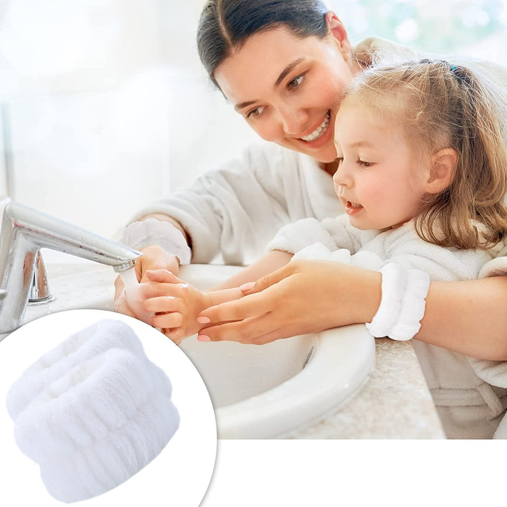 Băng đeo tay rửa mặt màu đồng nhất bằng flannel, băng thể thao, dây buộc tóc, bảo vệ tay rửa tay chống nước