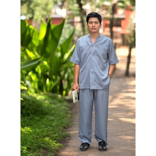 Set bà lai nam lụa hàn, pháp phục nam đi chùa