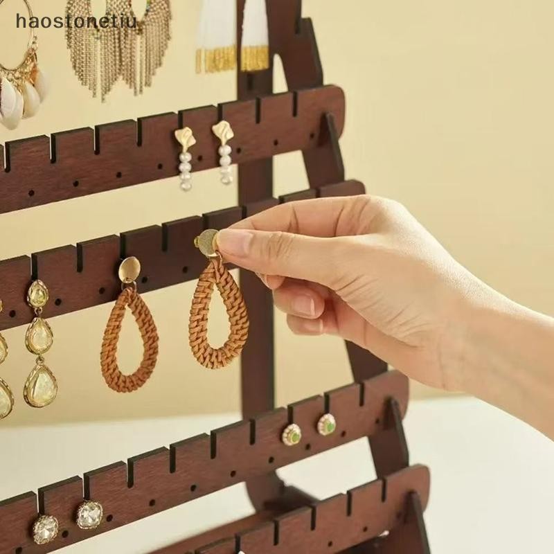 HA Nhiều Lớp Gỗ Bông Tai Đứng Giá Đỡ Đồ Trang Sức Dung Tích Cao Sắp Xếp Lưu Trữ Giá Trưng Bày Cho Gia Đình Phòng Khách Phòng Ngủ Máy Tính Để Bàn n