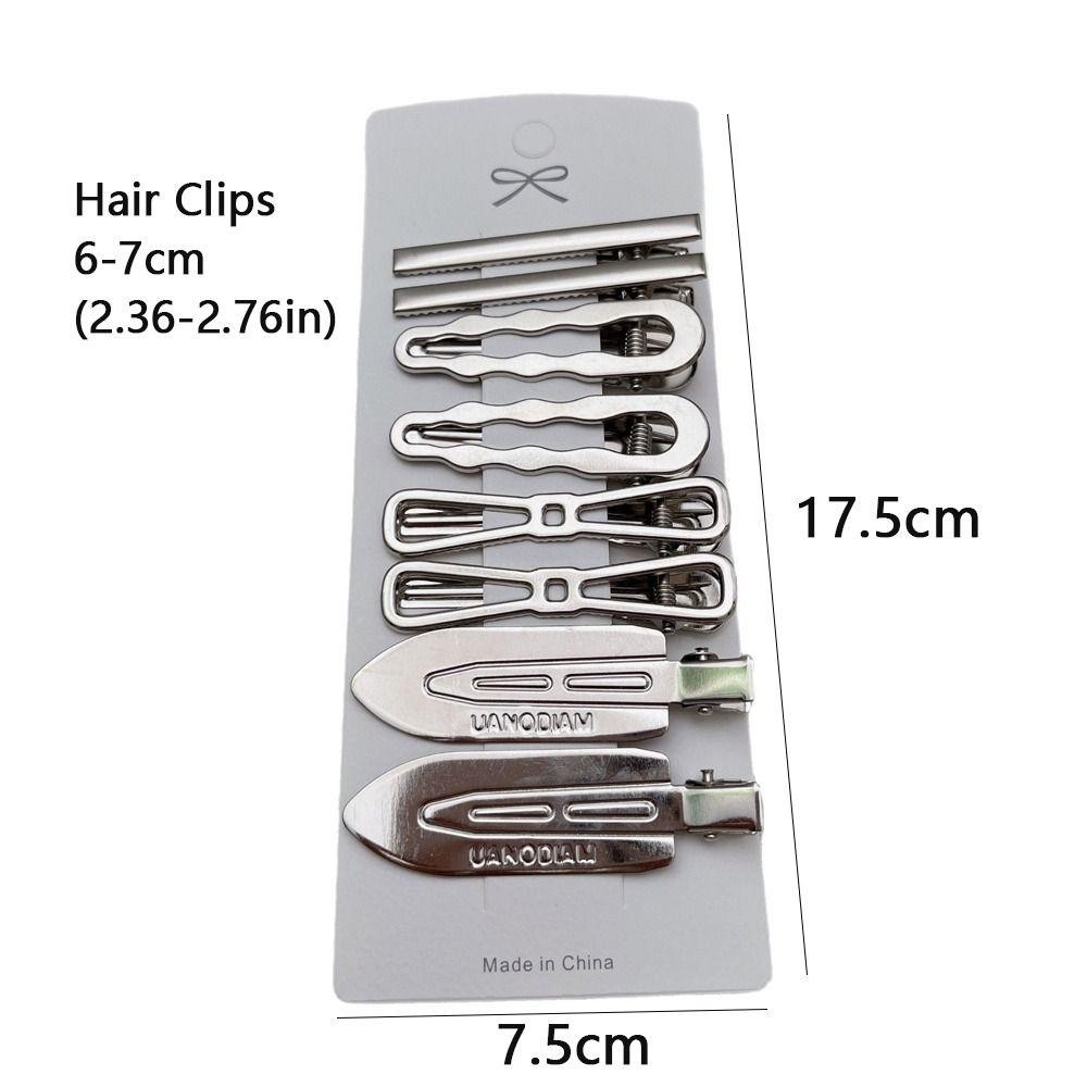 EBINLANDS 8 Cái / bộ Bộ Kẹp Tóc Y2K, Phụ Kiện Tóc Bạc Vintage Kẹp Tóc Bé Gái, Kẹp Mỏ Vịt Tinh Tế Kim Loại Nổ Barrettes Nữ Cô Gái