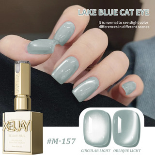 XEIJAYI Gel móng tay mắt mèo xanh hồ, đá trong suốt Mambo, hạt thủy tinh trắng, bóng đèn nhỏ, keo trị liệu nghệ thuật móng tay cho tiệm làm móng