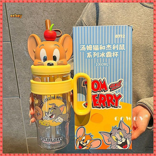 Mèo Và Chuột Hoạt Hình Búp Bê Ice Master Chai Nước 1.000Ml Cốc Uống 2025 Sinh Viên Dung Tích Lớn Ống Hút Cốc Đá Dễ Thương Master Cốc Bụng Lớn Cốc