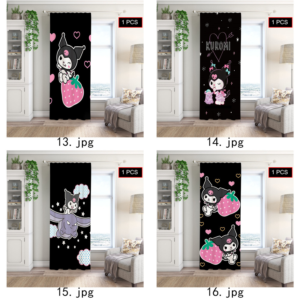 Rèm Kuromi Hoạt Hình, Thích Hợp Cho Phòng Khách, Phòng Ngủ, Máy Có Thể Giặt Màn Polyester 1PC