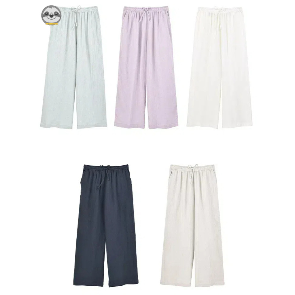 Phong Cách Nhật Bản Phong Cách Muji / Yangliu Gạc Nhà Quần Dài Cardigan Dài / Mùa Hè Chống Dính Pyjama Quần Nhà Cardigan