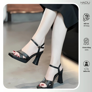 Sandal Quai Chéo Gót Vuông 9P Đế Đúp 2P HADU MM962 Chất Da PU Vân Đế TPR Chống Trượt BH 12T