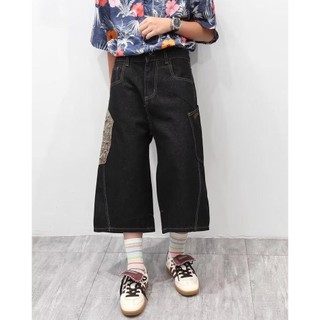 GKSSS Quần short denim nam thương hiệu thời trang Mỹ dáng rộng giản dị chất lượng cao phong cách trung tính thiết kế họa tiết trăn