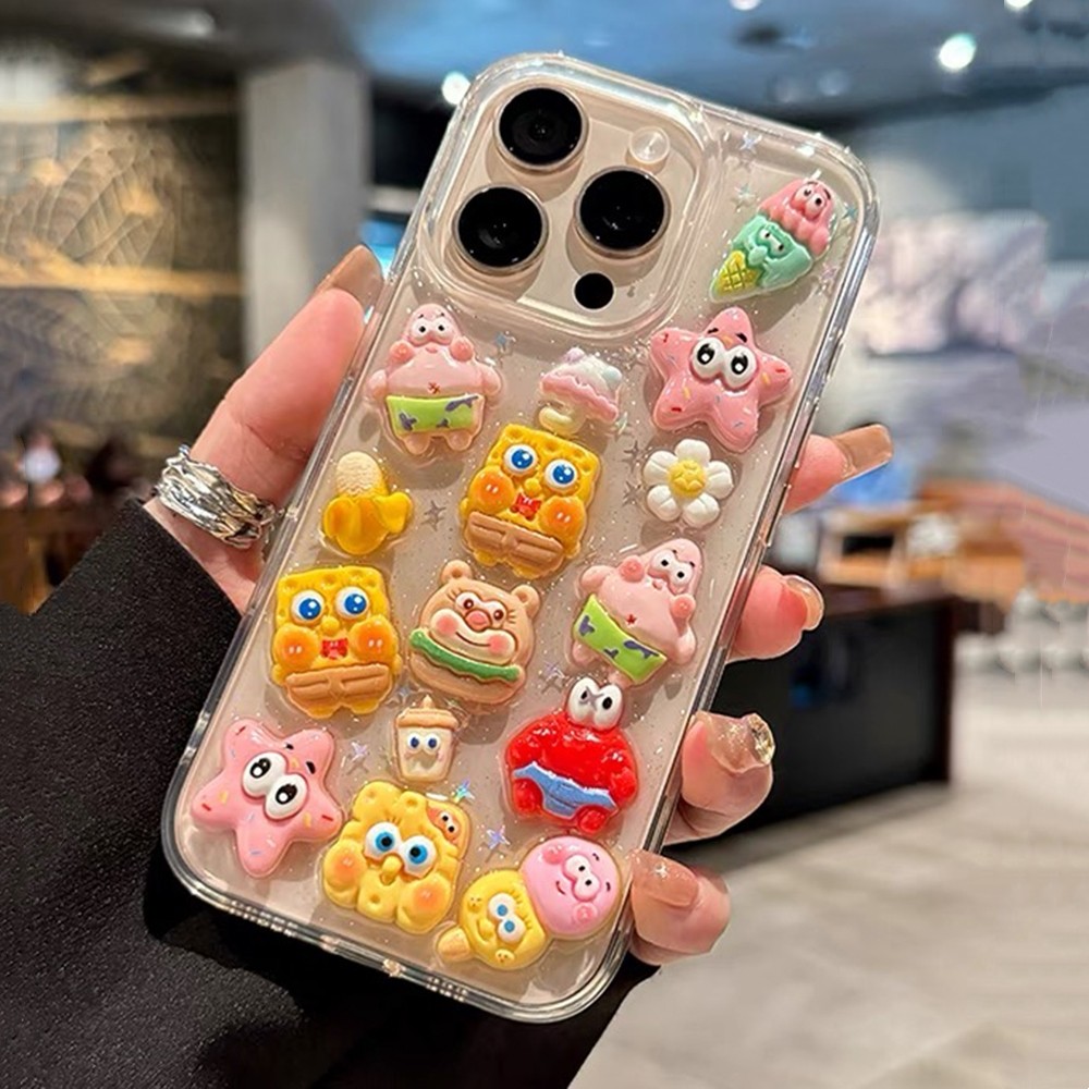 Ốp Điện Thoại Nhựa SpongeBob Patrick Star Cho iPhone 17 Pro Max 16 Plus 15 14 13 12 11 Vỏ Bảo Vệ Chống Sốc