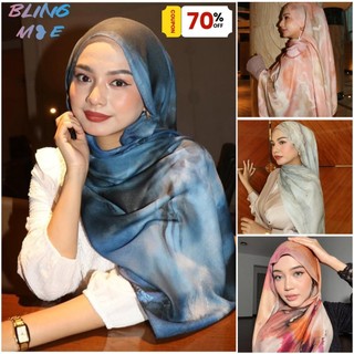 Màu Nước Series Khăn Choàng Cotton Satin In Khăn Phong Cách Dân Tộc Khăn Trùm Đầu Nữ 180 * 80cm Tất Cả Trận Đấu