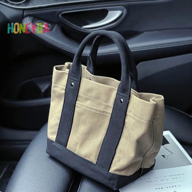 < Honeyba > Túi xách nữ S bán chạy Túi đựng đồ ăn trưa bằng vải Canvas cao cấp Phong cách Nhật Bản mới