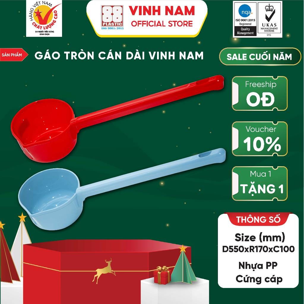 Gáo Nước Gáo Nhựa Tròn Cán Dài Vinh Nam Plastic Nhiều Màu Sắc Gáo Múc Nước Nhựa Cán Dài Mã 352