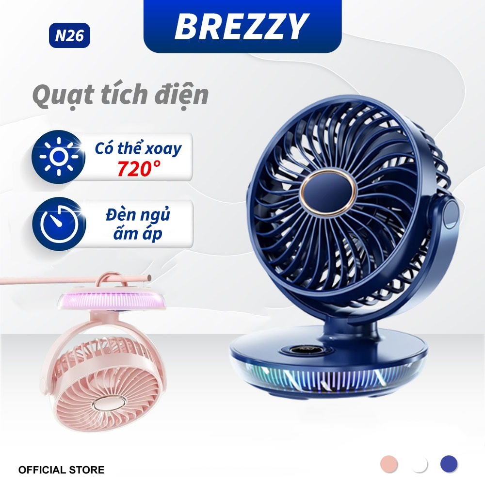【Quạt 70 Giờ Liên Tục】Quạt Tích Điện Mini Có Đèn Pin 30000 MHA,Quạt Kẹp Bàn Có Đèn,Quạt Mini Để Bàn