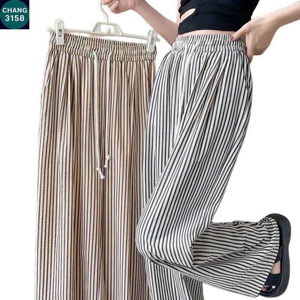 Sét Bộ Quần đũi xốp kẻ vằn+ mix áo phông - mặt cười in ngực-CHANG 3158