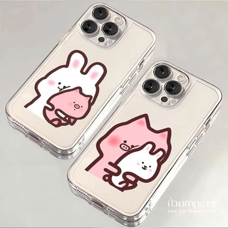 ibumpers Ốp Điện Thoại iPhone Cặp Đôi Hoạt Hình Họa Tiết Động Vật Ốp Lưng Trong Suốt TPU Mềm Chống Sốc Cho IPhone 16 15 14 12 13 11 Pro Max IP 7 8 Plus X XS XR