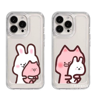 ibumpers Ốp Điện Thoại iPhone Cặp Đôi Hoạt Hình Họa Tiết Động Vật Ốp Lưng Trong Suốt TPU Mềm Chống Sốc Cho IPhone 16 15 14 12 13 11 Pro Max IP 7 8 Plus X XS XR
