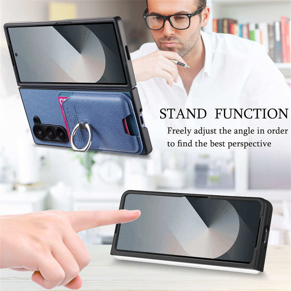 Ví da có thể tháo rời có hộp đựng thẻ cho Samsung Galaxy Z Fold 6 5 4 3 Fold6 Fold5 Fold4 Vỏ giá đỡ vòng