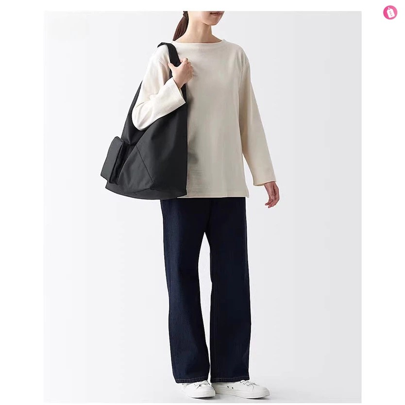GC2 Túi đeo vai Nylon MUJI Nhật Bản dành cho nữ Túi Tote chống nước dung tích lớn Túi xách nhẹ CG2