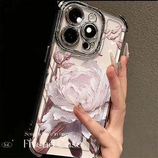 Ins Hàn Quốc Cool Sober Flower Vỏ Mạ Sang Trọng Cho IPhone 16 11 12 13 14 15 16E Pro Xs Max X Xr 7 8 Plus SE Vỏ Điện Thoại TPU Mềm Chống Rơi Ốp Lưng Chống Sốc